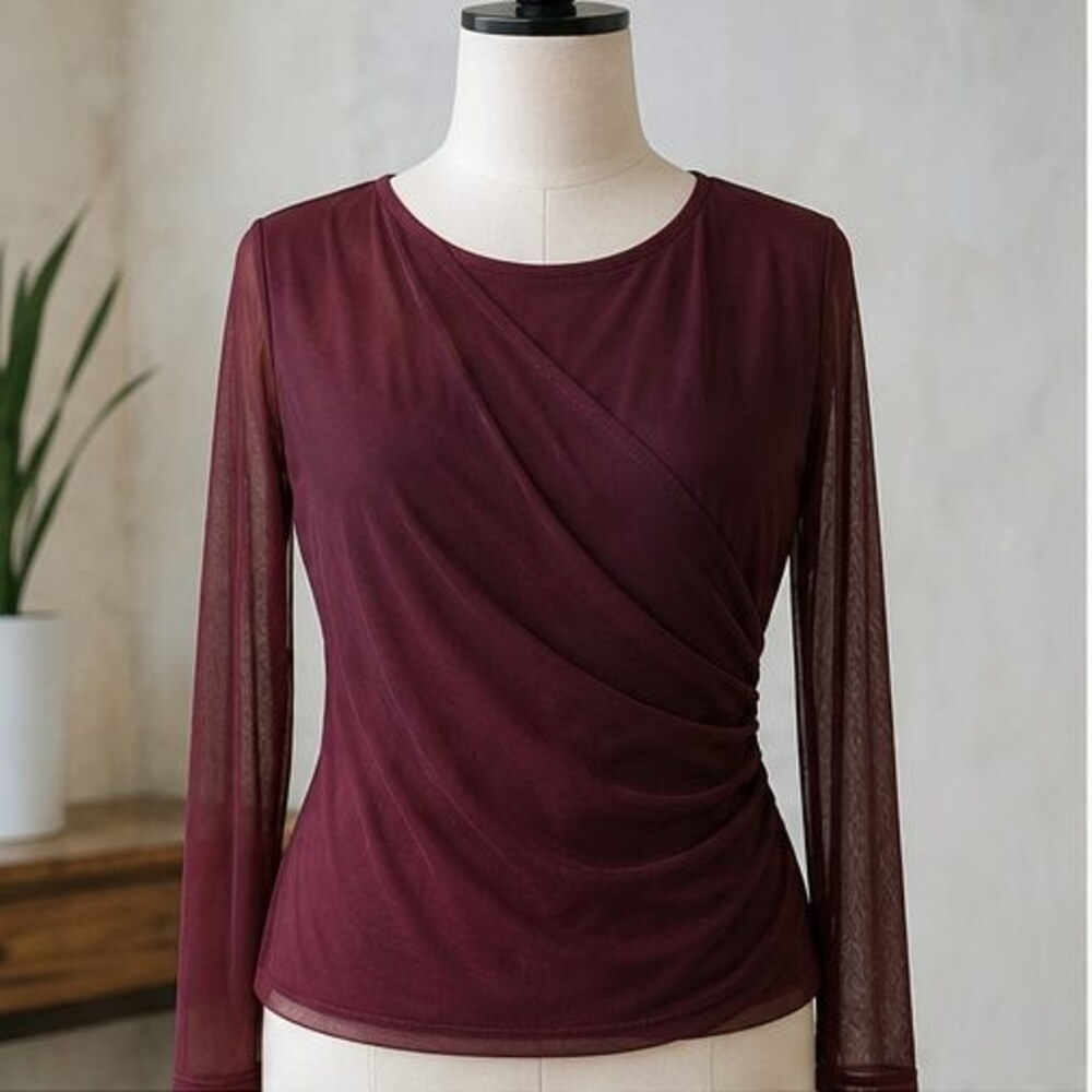 Burgundy Ruffle Blouse